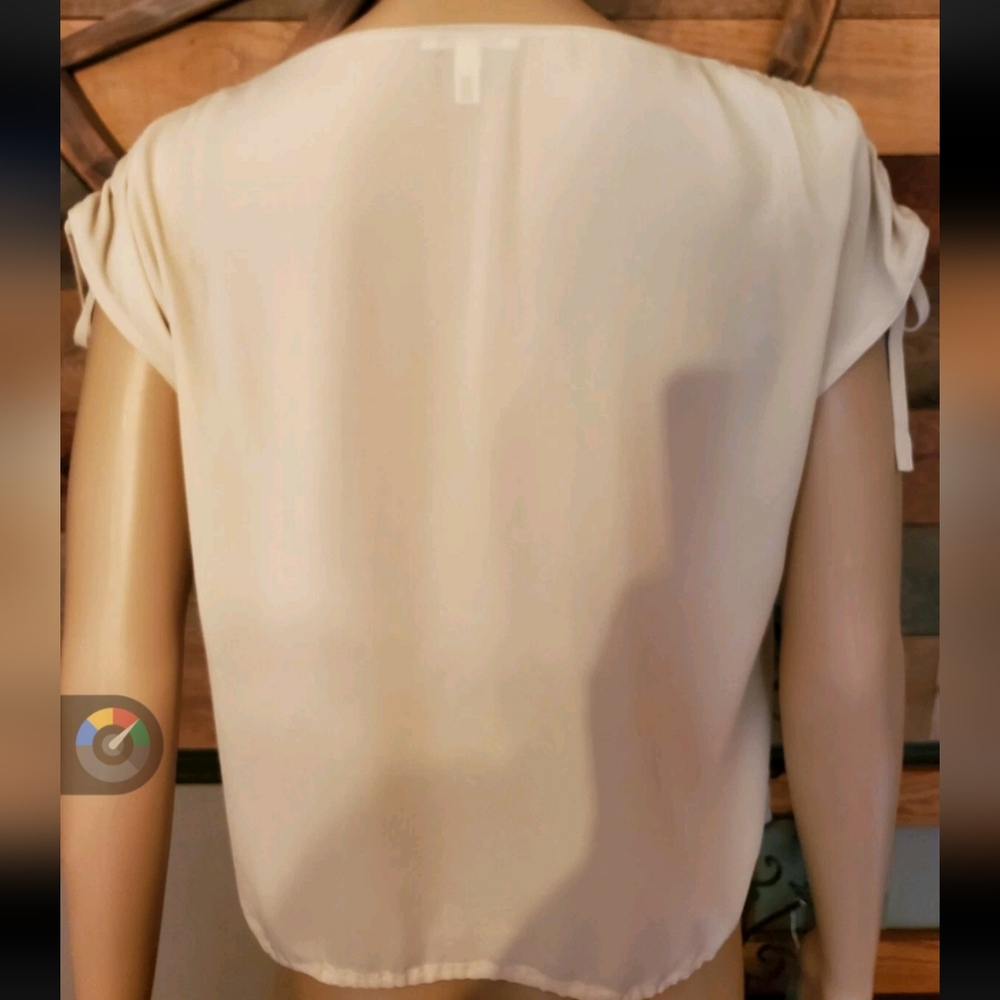 Escada Beige Silk Draped-Shoulder Sleeveless Blouse - Picture 6 of 9